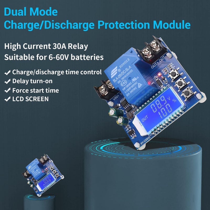 IS Low Voltage Disconnect, ICSTATION DC 6V-60V 30A Charging Discharging Protection Board with LCD Display Low Voltage Protector Disconnect Switch Module for Lead Acid Lithium Battery - Image 2